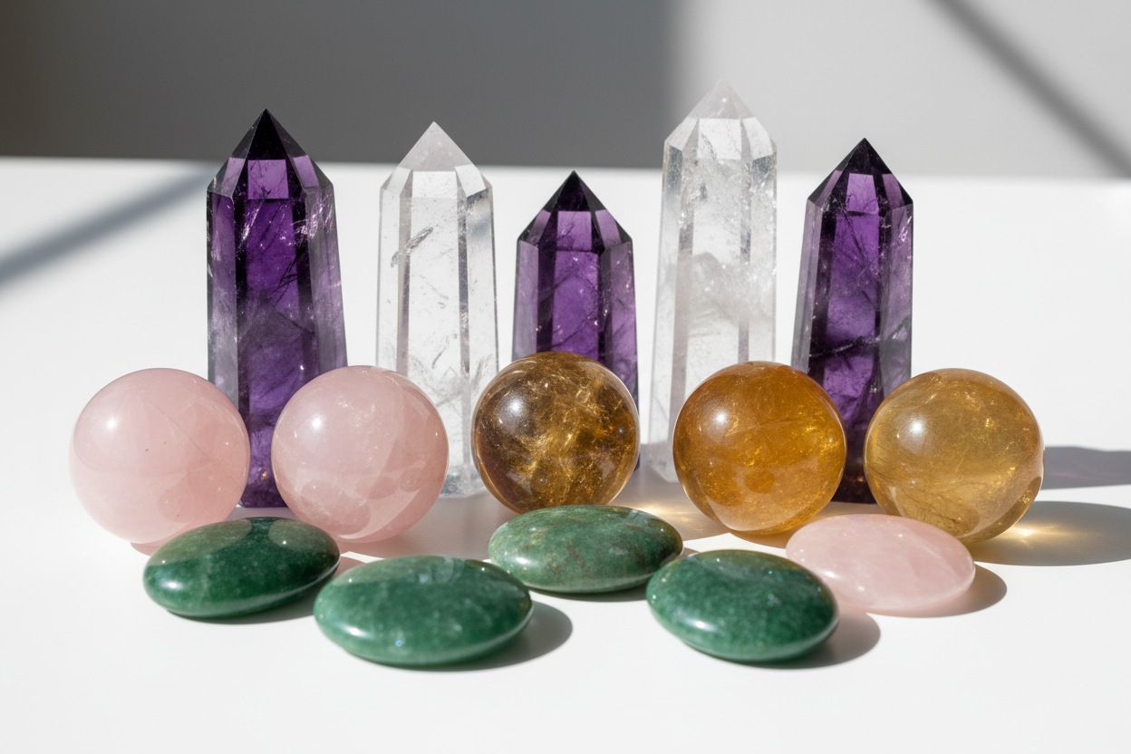 Crystal Towers, Spheres & Palm Stones