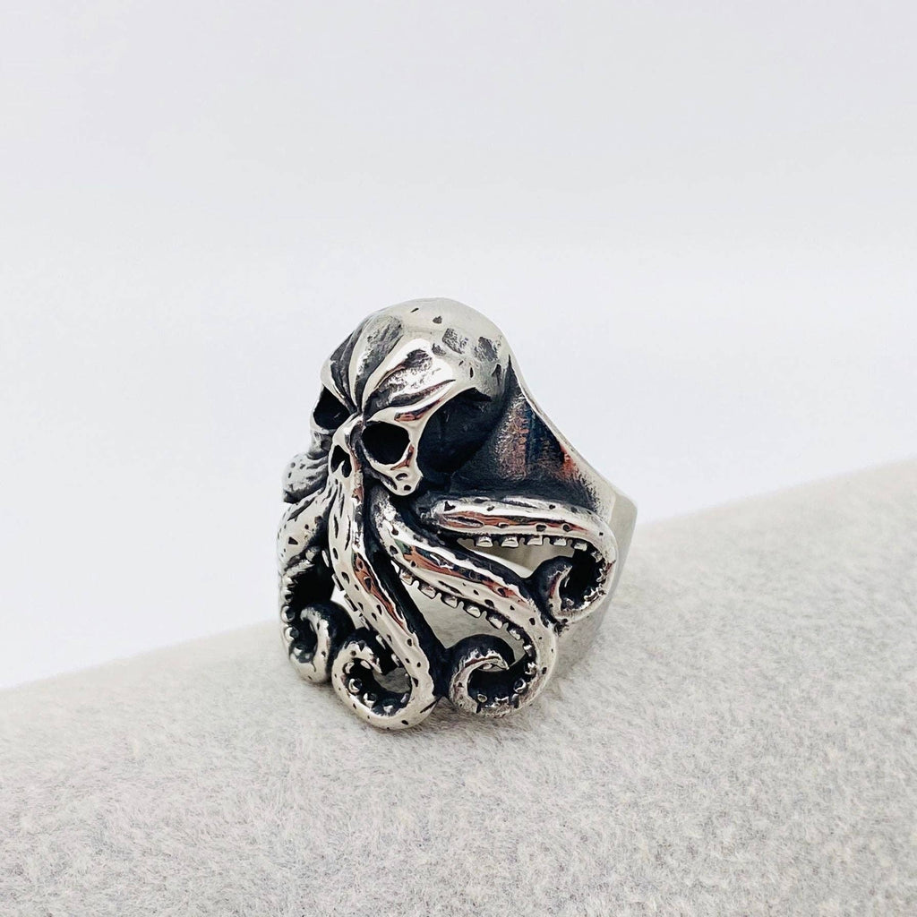 Stainless Steel Skull Octopus Men's Ring