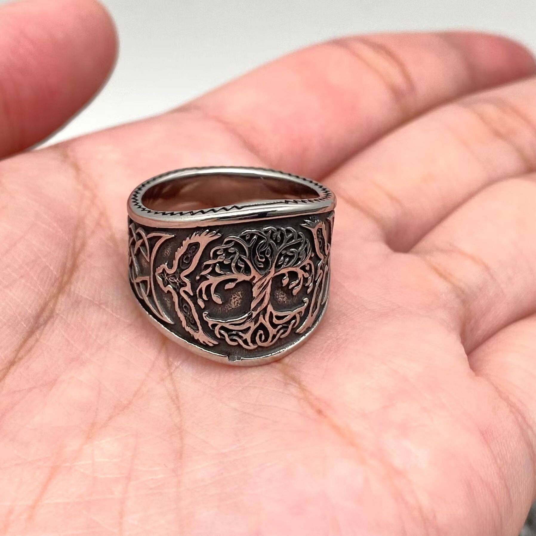 Viking Celtic Knot Tree of Life Stainless Steel Ring