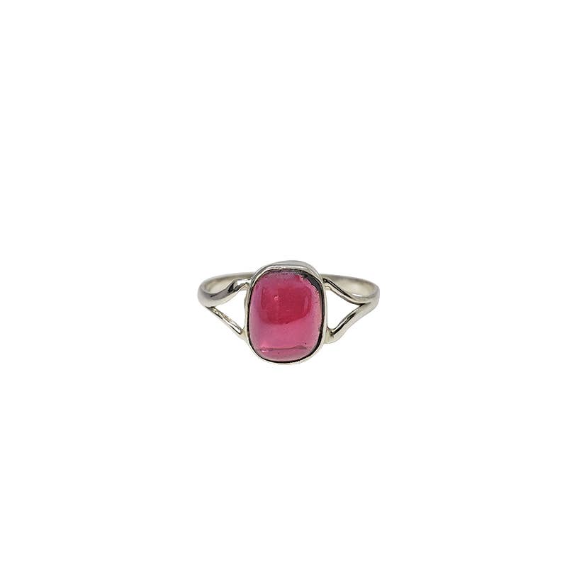 Garnet Stone Sterling Silver Ring