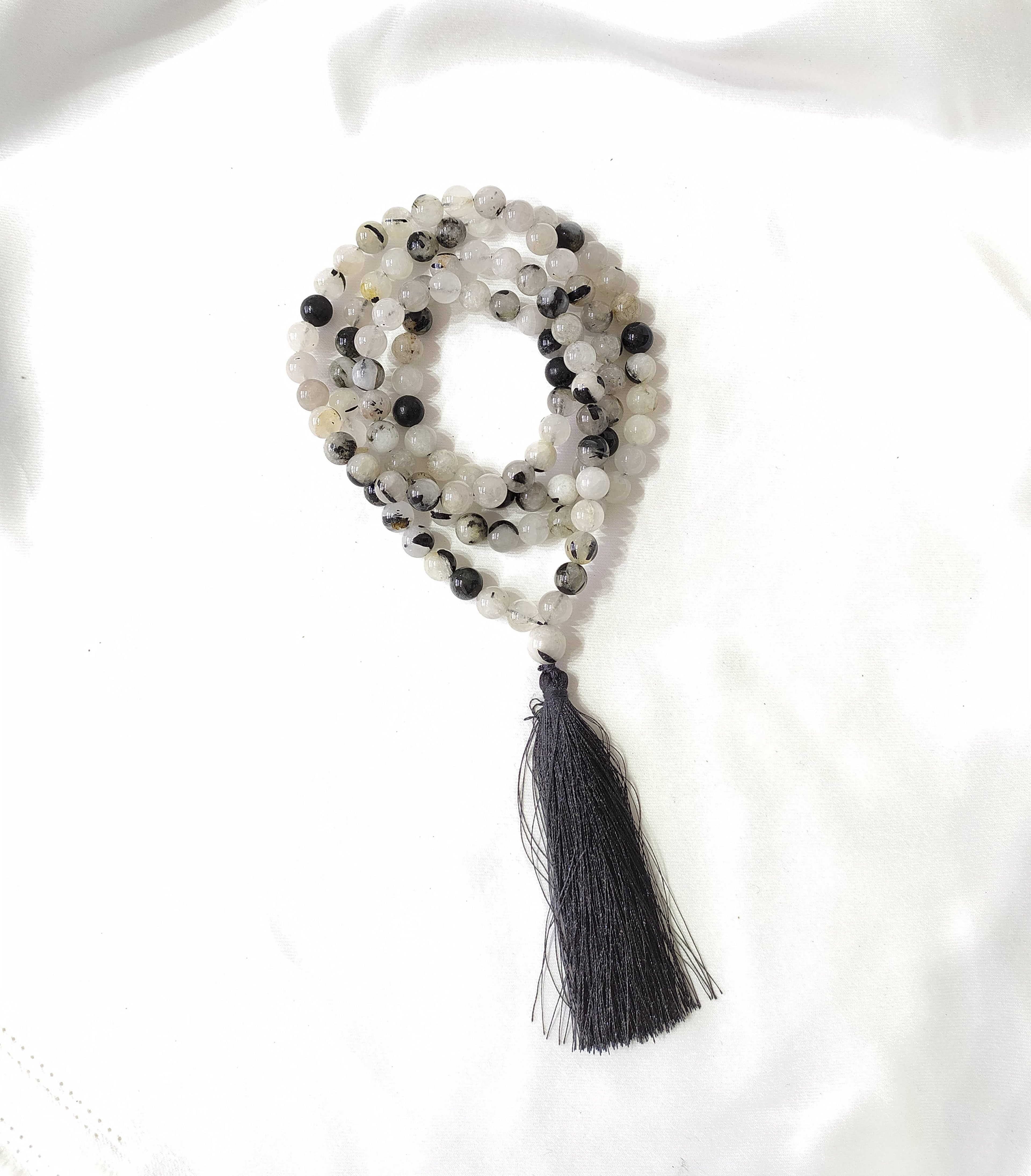 Black Tourmaline Gemstone Mala | 108 Prayer Bead | Jap Mala