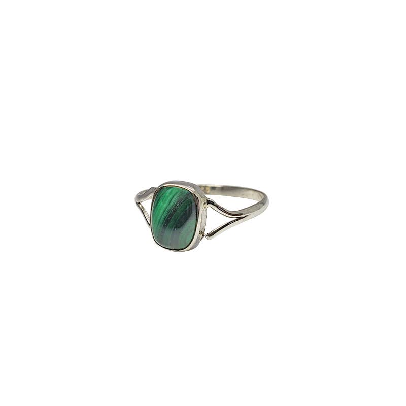 Malachite Stone Sterling Silver Ring.