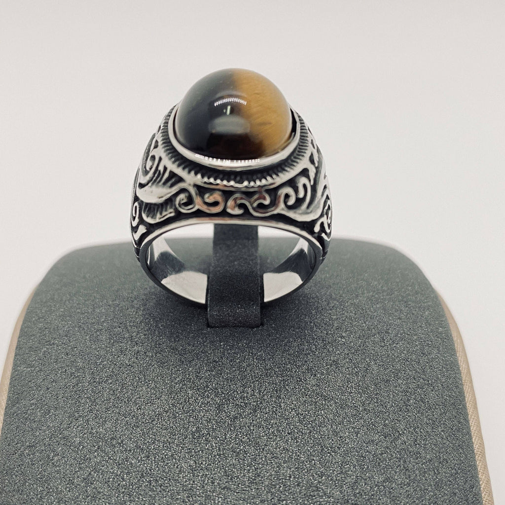 Stainless Steel Tiger's Eye Ring