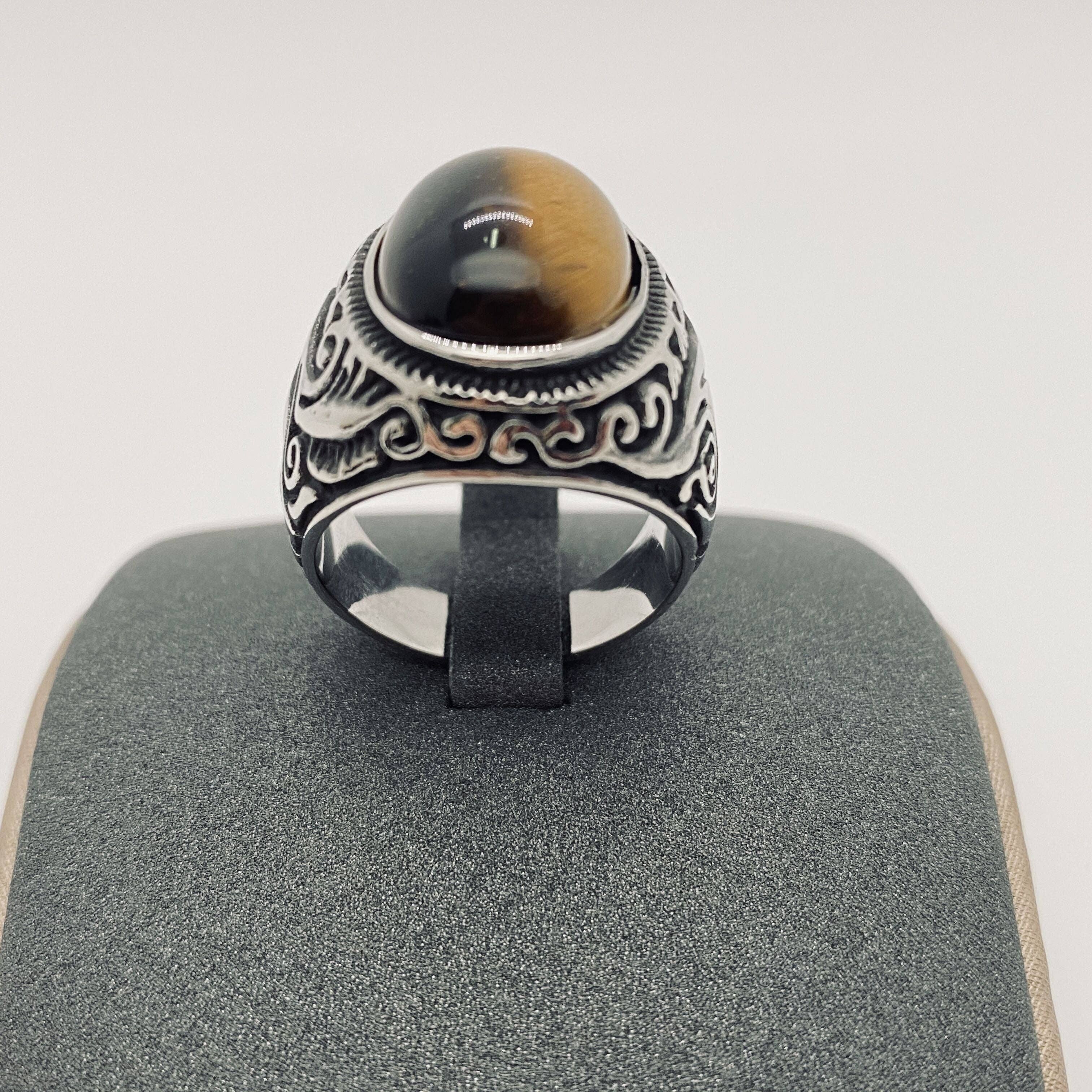 Stainless Steel Tiger's Eye Ring