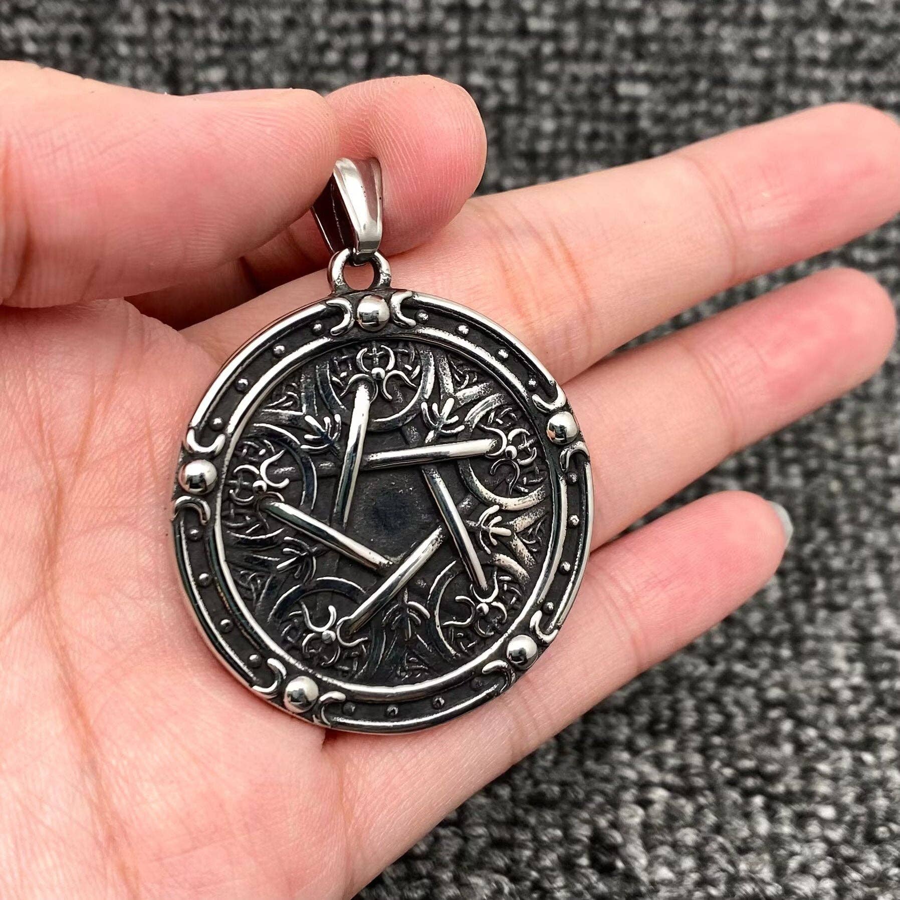 Vintage Magic Pentagram Stainless Steel Craft Pendant