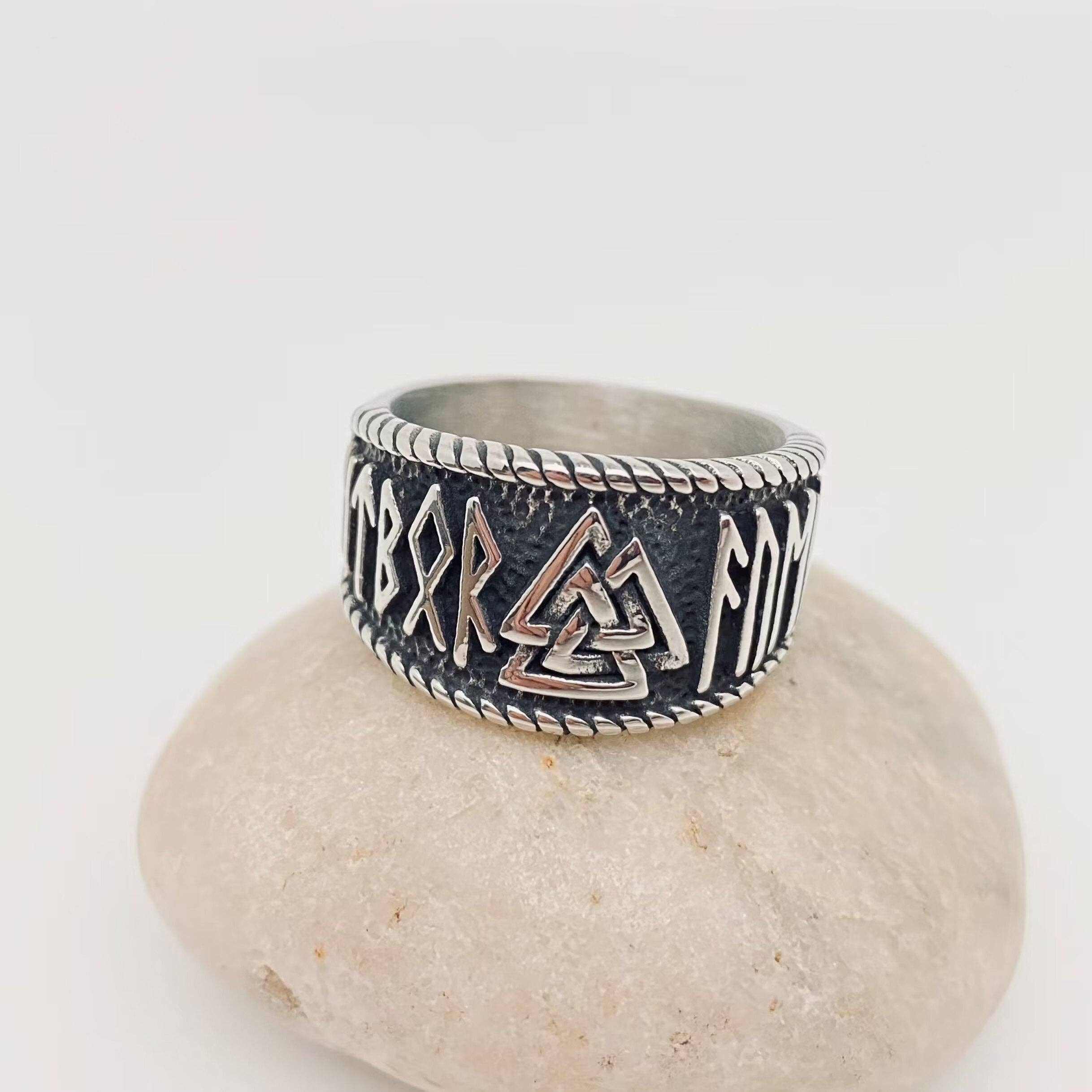 Viking Warrior Valknut Rune Stainless Steel Men's Ring