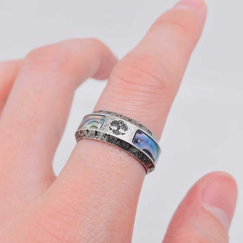 Stainless Steel Tree of Life Viking Rune Ring