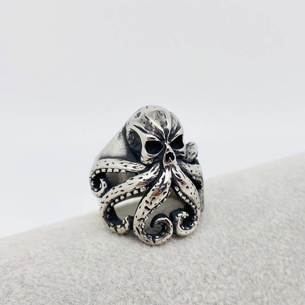 Stainless Steel Skull Octopus Men's Ring