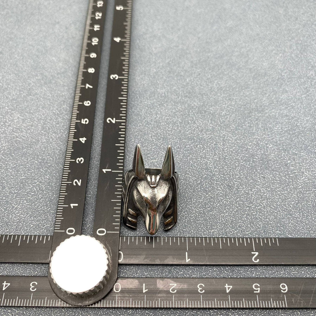 Stainless Steel Anubis Mask Ring