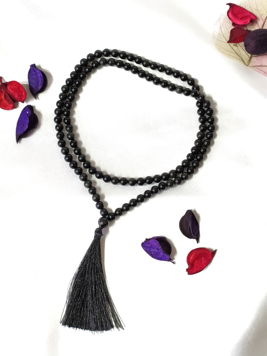 Black Obsidian Gemstone Mala | 108 Prayer Bead | Jap Mala
