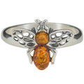 Amber Sterling Silver Bee Ring