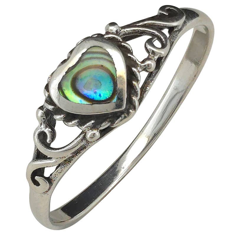 Abalone Sterling Silver Heart Ring