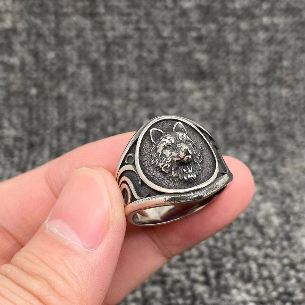 Wolf Head Men's Stainless Steel Ring