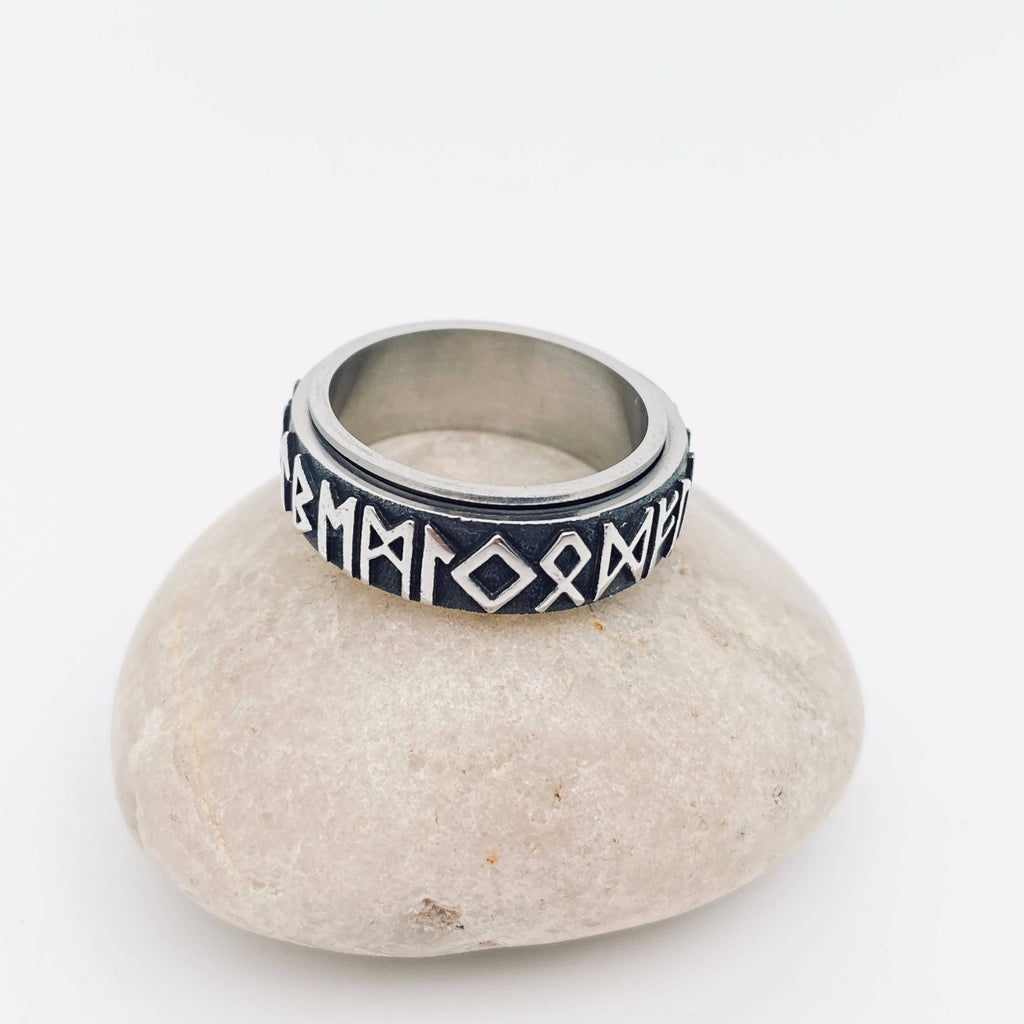 Viking Rune Stainless Steel Rotatable Ring