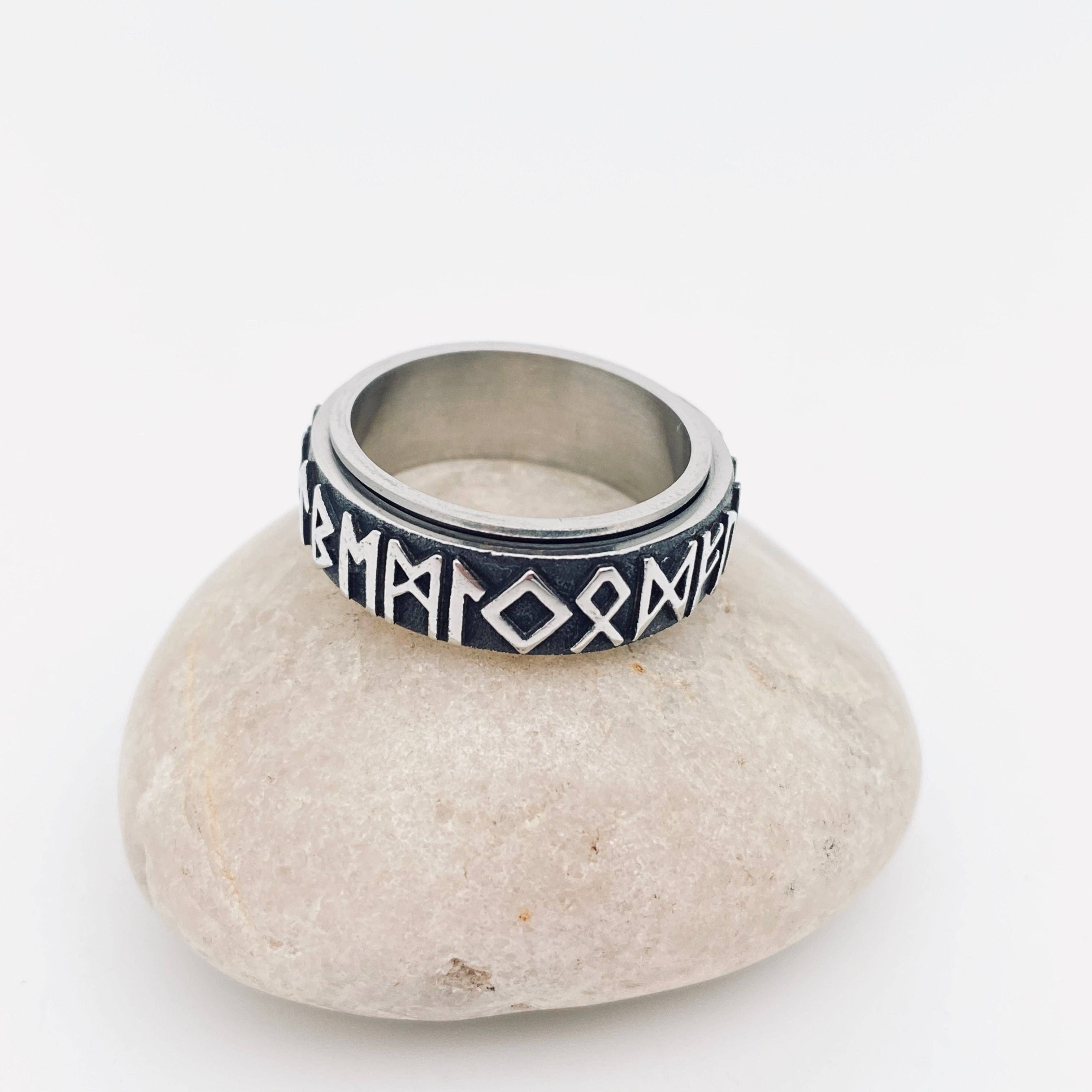 Viking Rune Stainless Steel Rotatable Ring