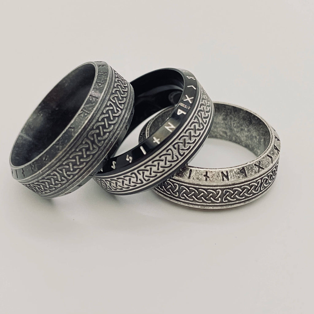 Titanium Steel Viking Rune Celtic Knot Ring