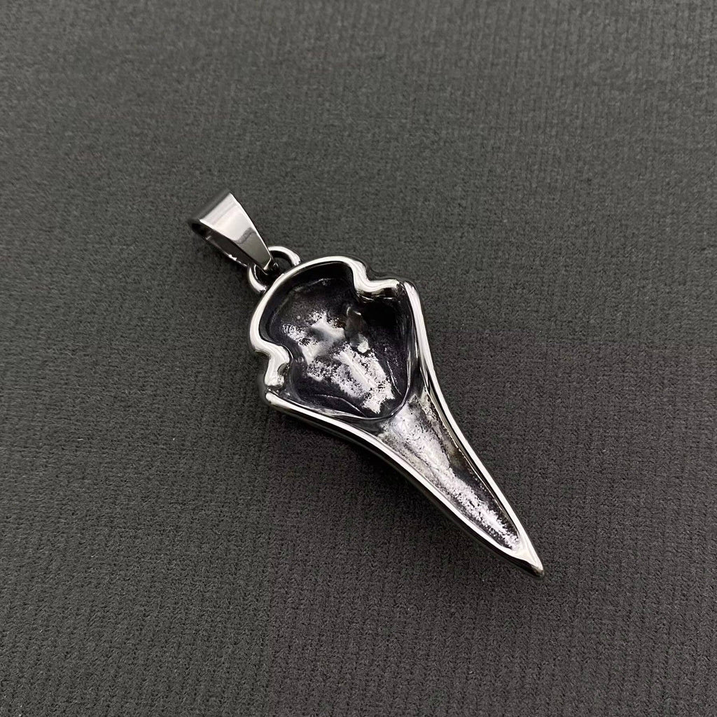 Viking Vegvísir Symbol Crow Skull Stainless Steel Pendant