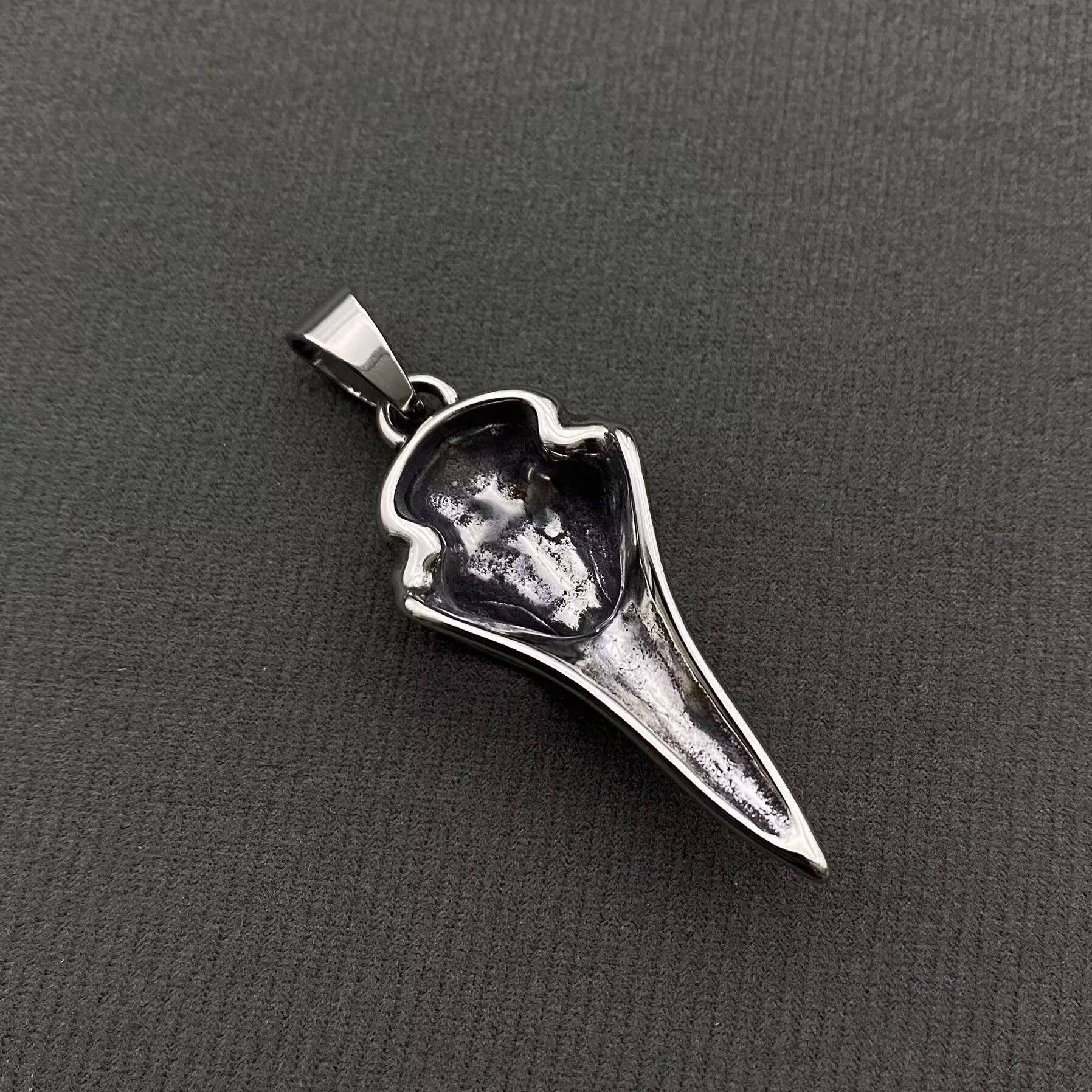 Viking Vegvísir Symbol Crow Skull Stainless Steel Pendant