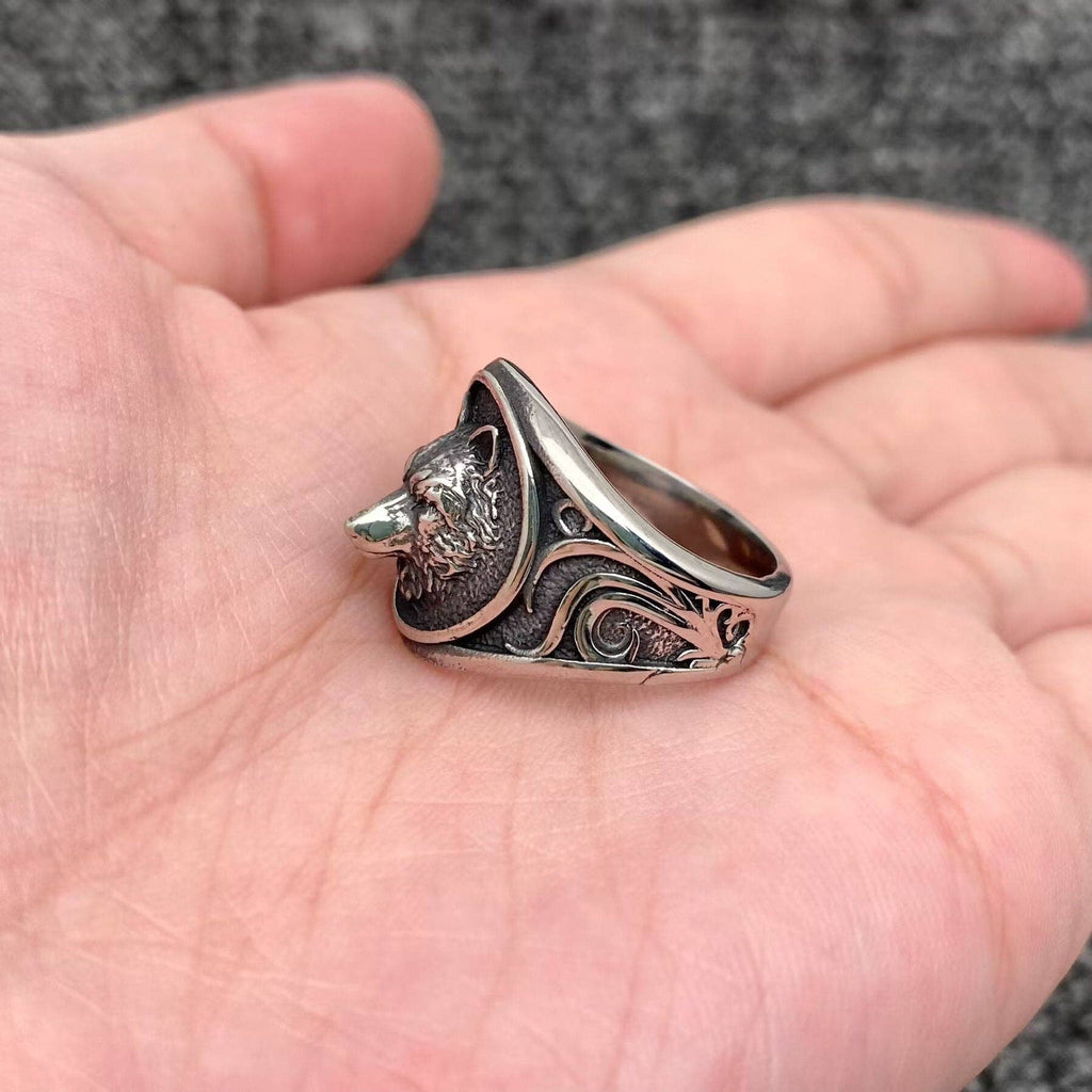 Wolf Head Men's Stainless Steel Ring