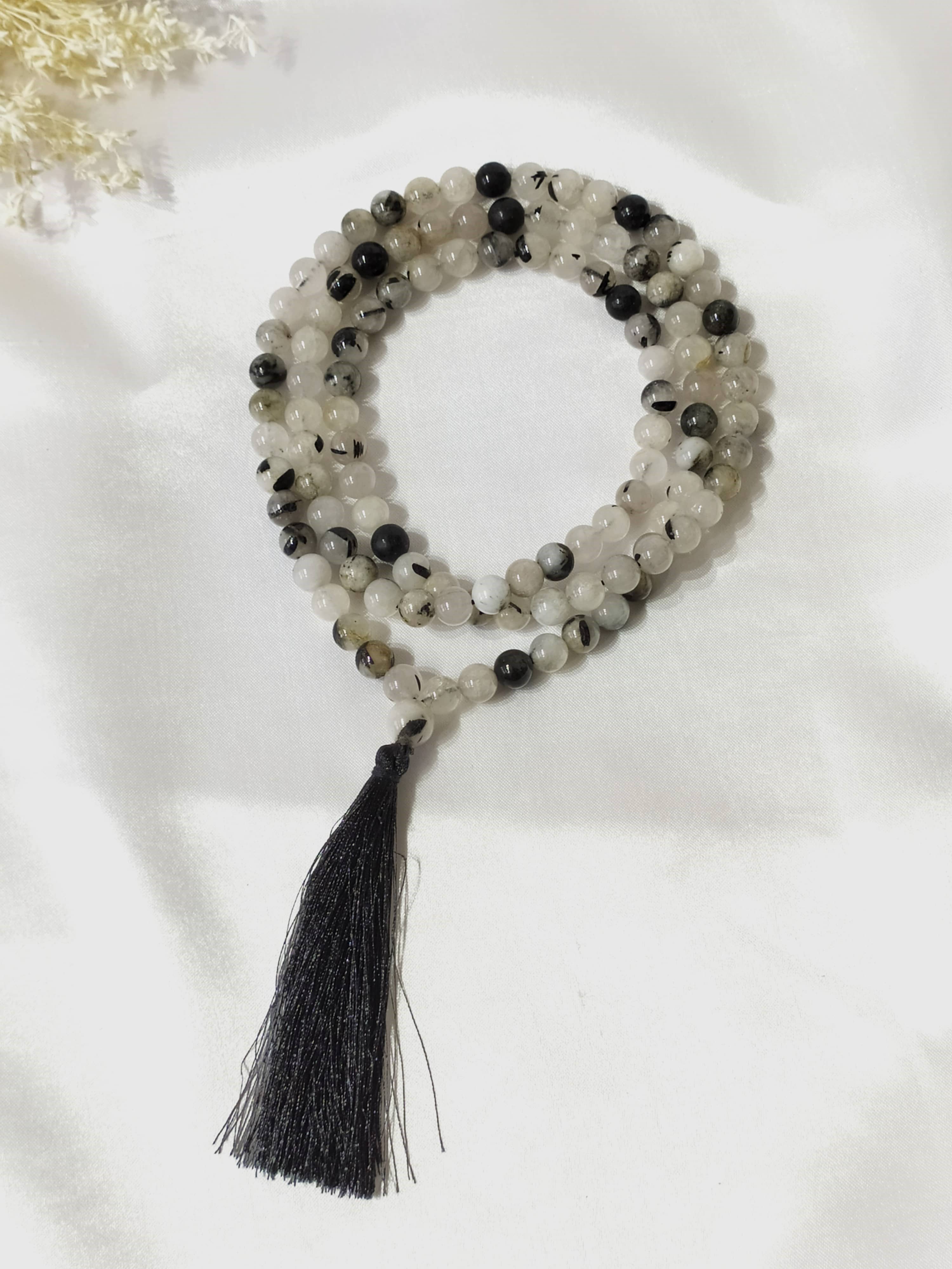 Black Tourmaline Gemstone Mala | 108 Prayer Bead | Jap Mala