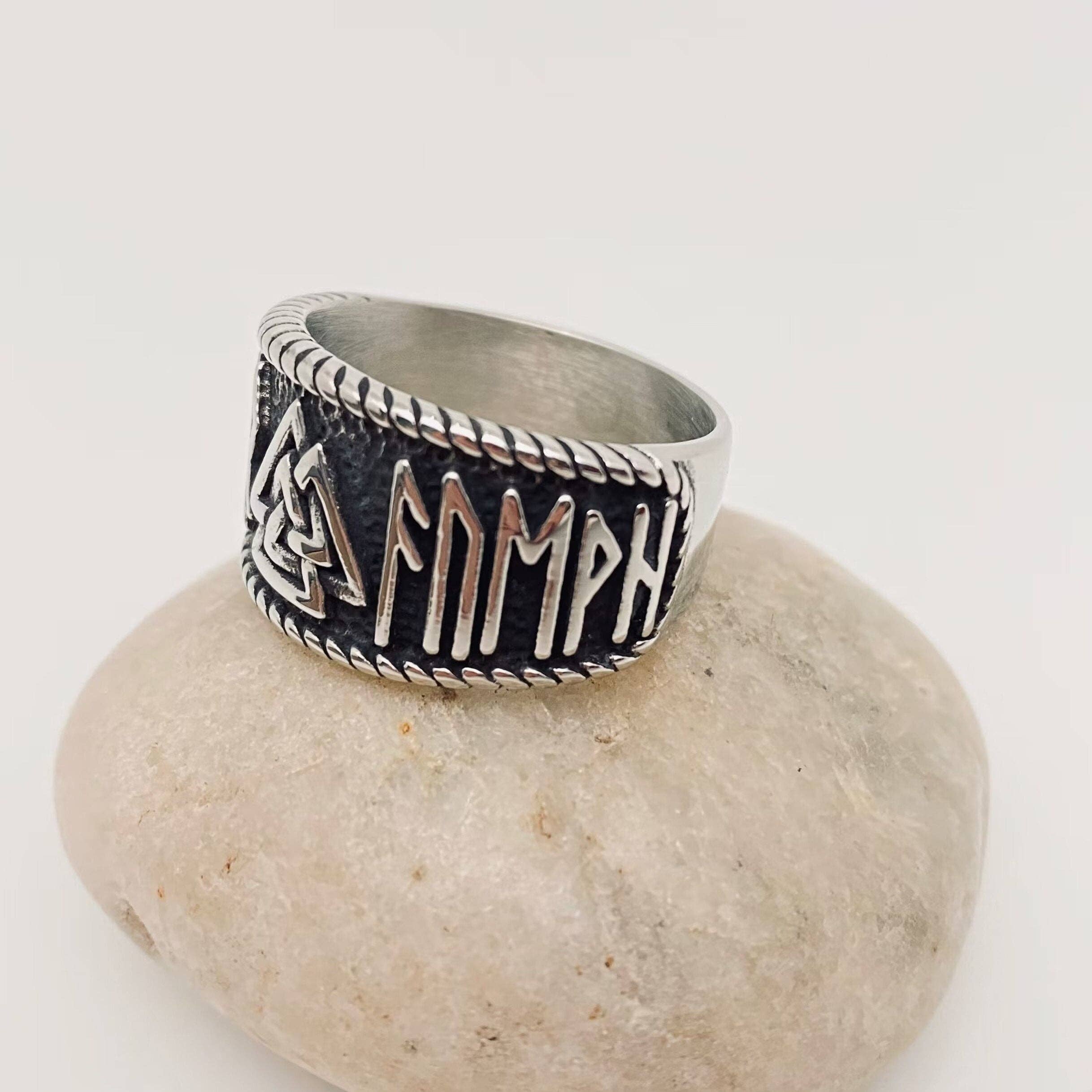 Viking Warrior Valknut Rune Stainless Steel Men's Ring