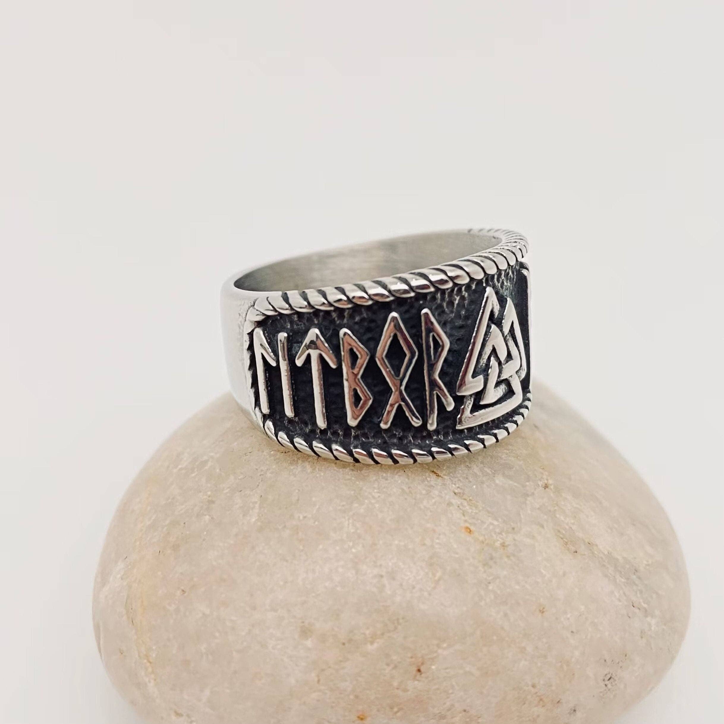 Viking Warrior Valknut Rune Stainless Steel Men's Ring