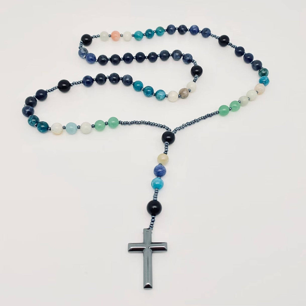 Amazonite, Apatite, Sodalite, Aventurine, Obsidian & Hematite Rosary Beads