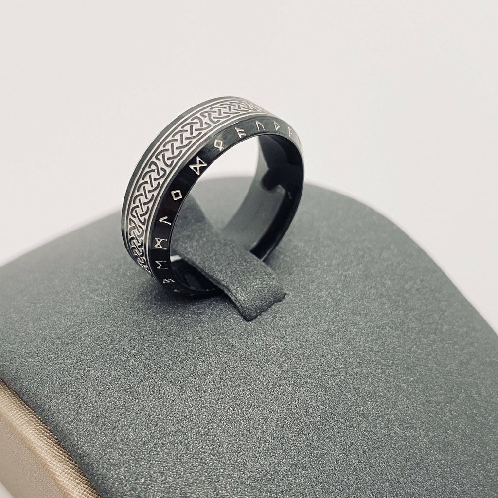 Titanium Steel Viking Rune Celtic Knot Ring
