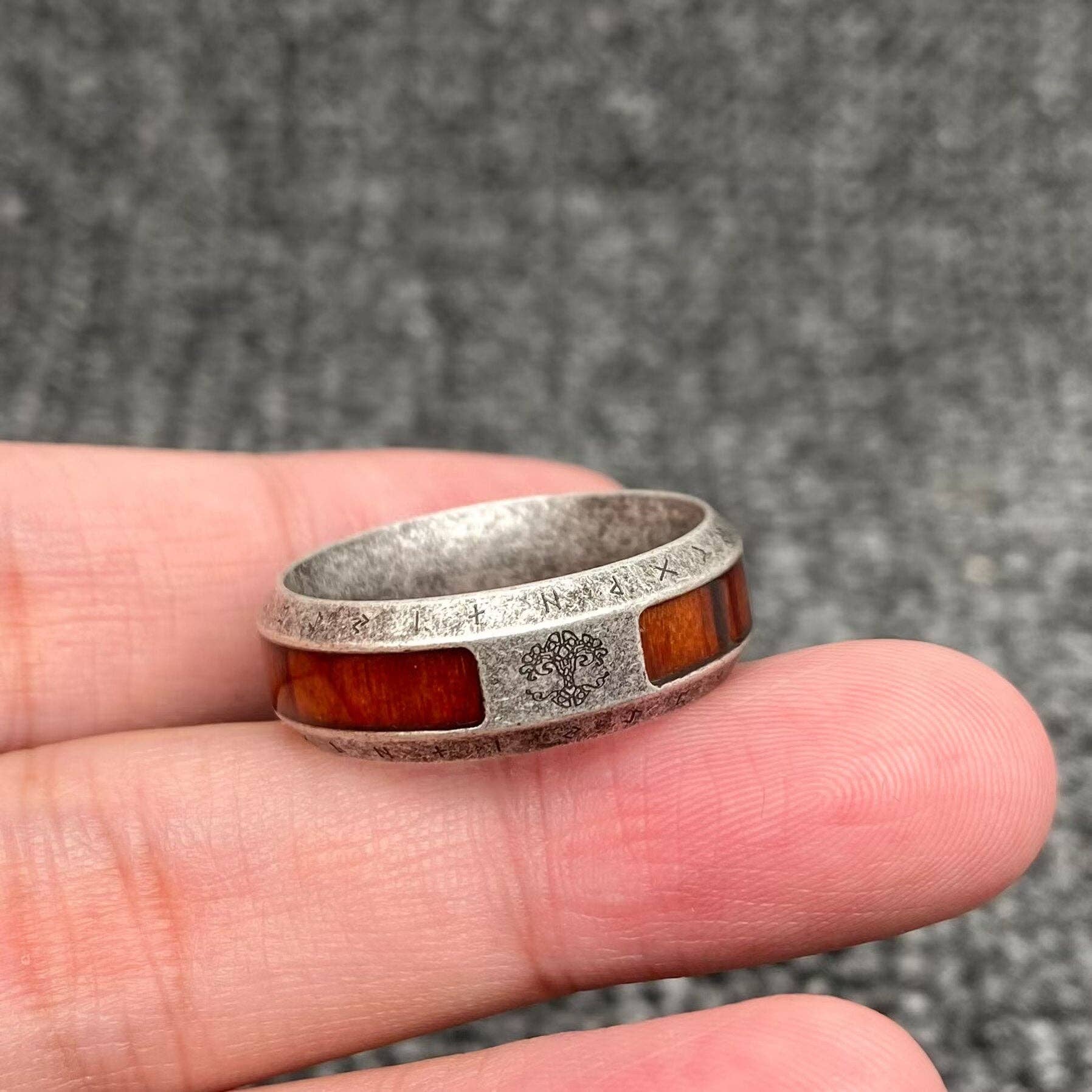 Vintage Viking Rune Tree of Life Stainless Steel Ring