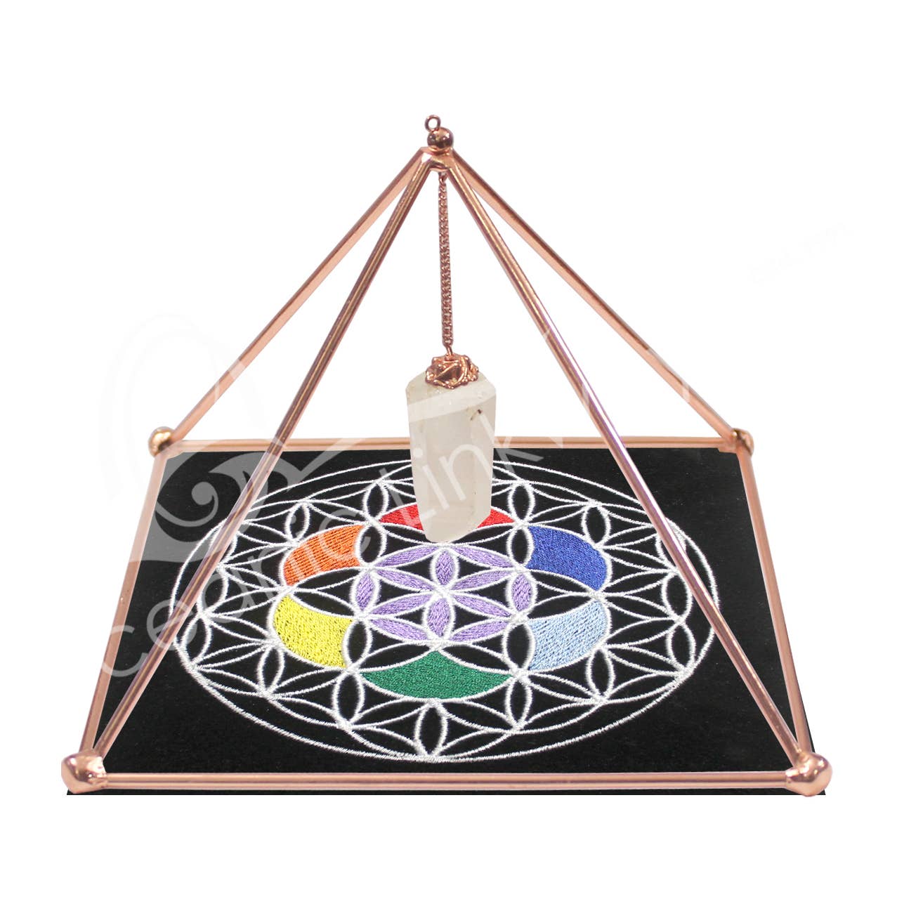 COPPER PYRAMID WITH NATURAL CRYSTAL POINT 6"