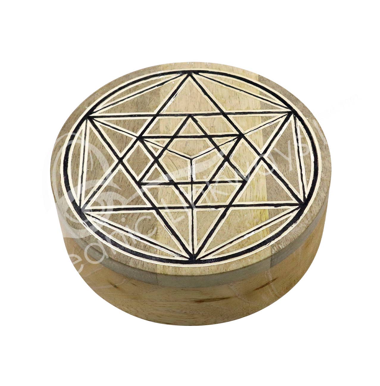 CRYSTAL GRID METATRON CUBE BOX  2"H X 6"DIA.