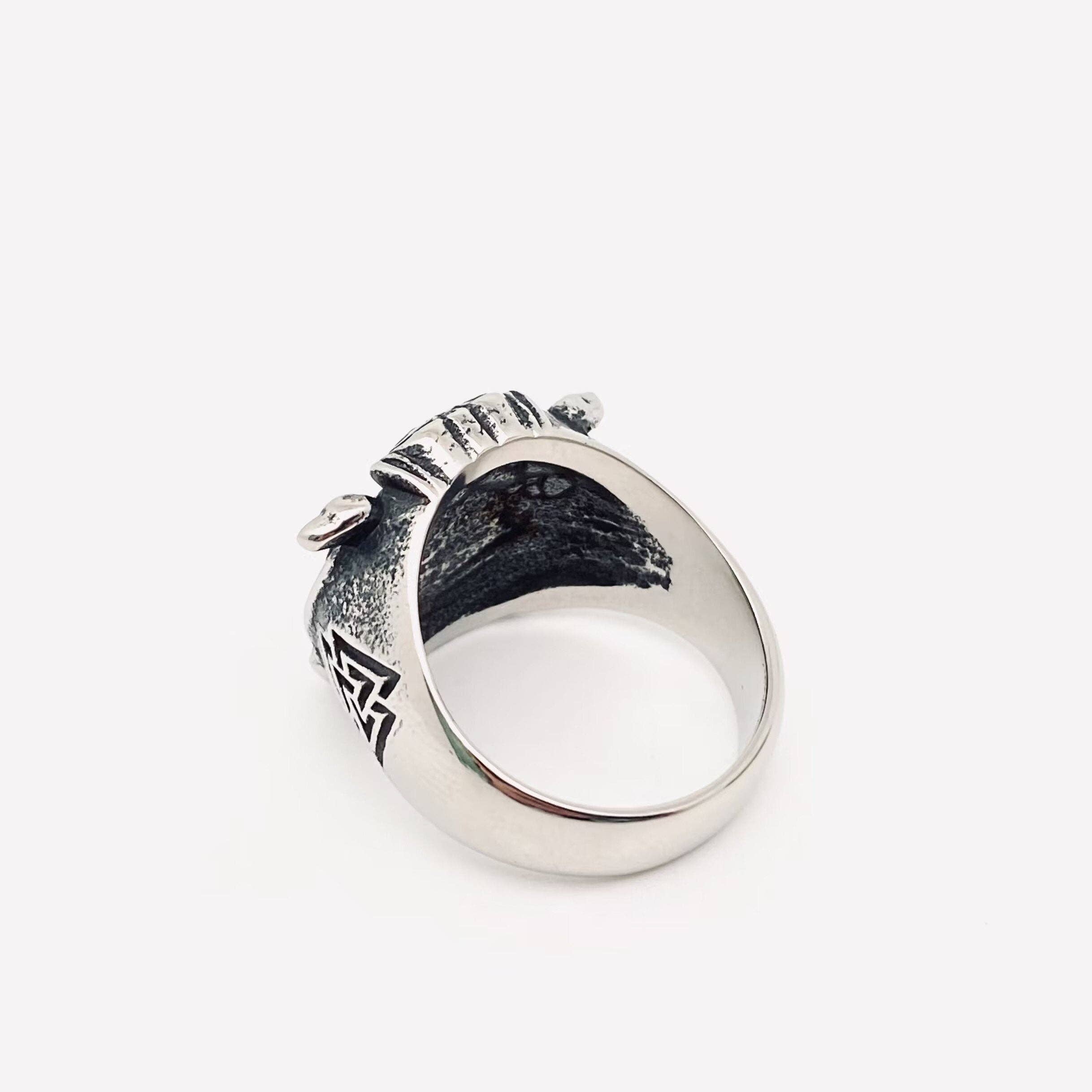 Viking Valknut Crow Stainless Steel Ring