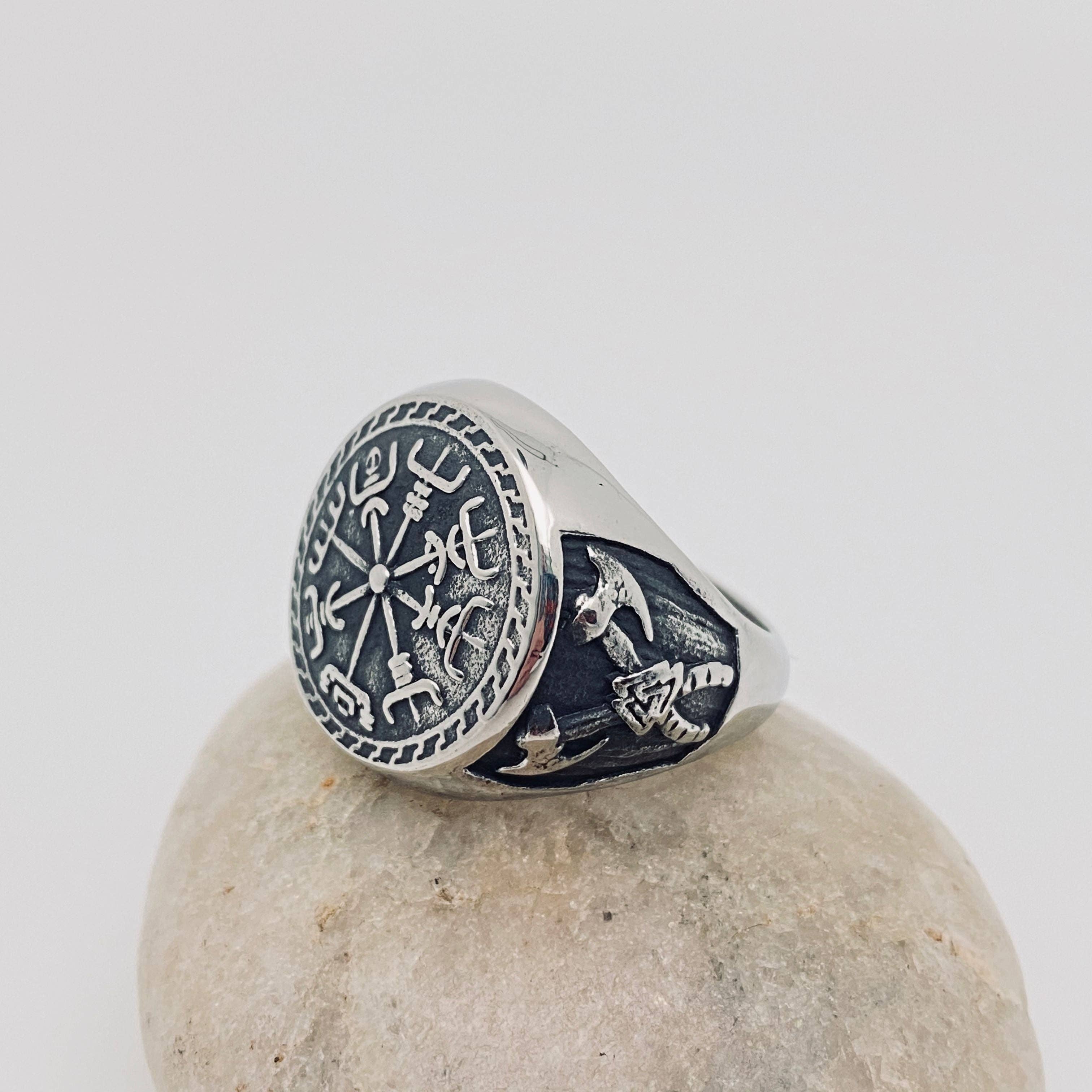 Stainless Steel Viking Double Axe Totem Ring