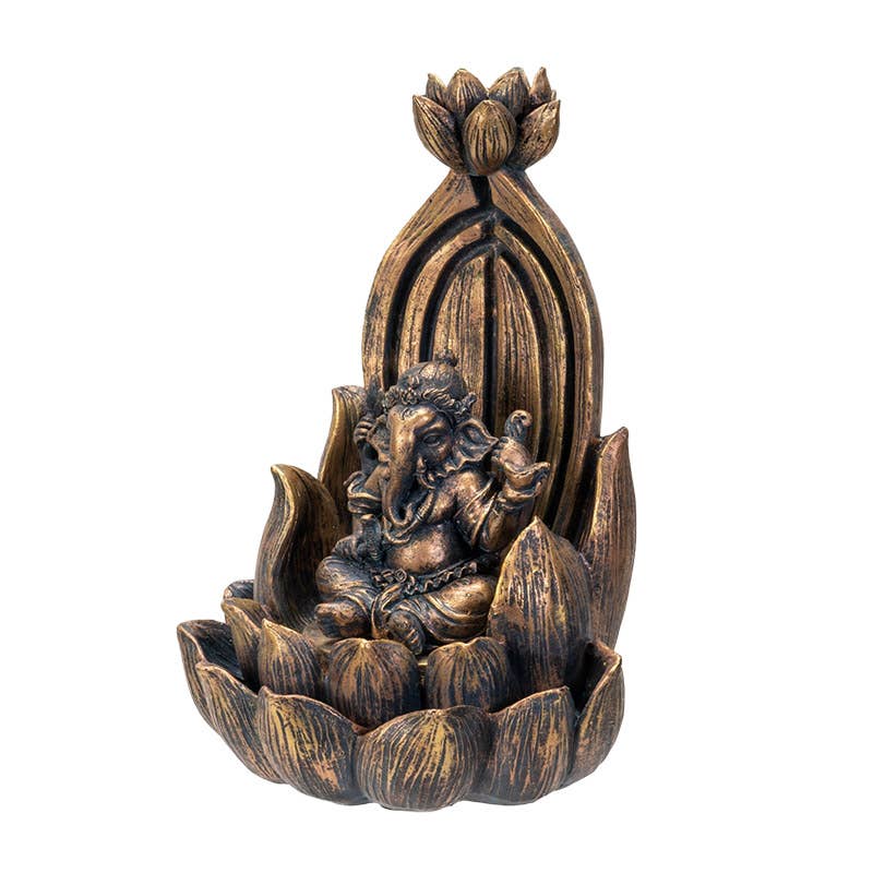 Ganesha on Lotus Backflow Incense Burner
