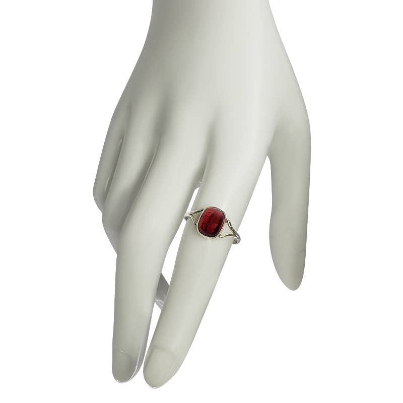 Garnet Stone Sterling Silver Ring