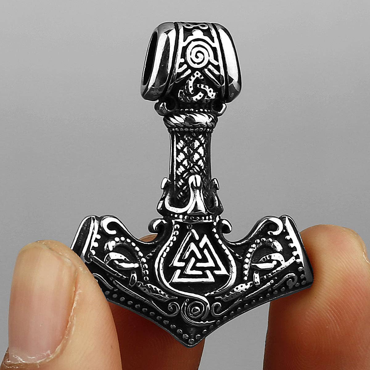 Viking Quake Odin Triangle Rune Stainless Steel Pendant