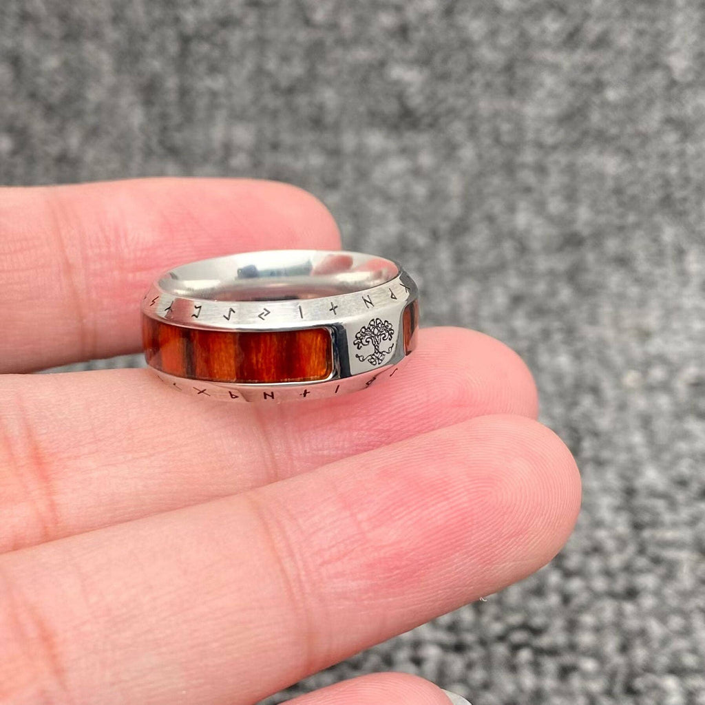 Vintage Viking Rune Tree of Life Stainless Steel Ring