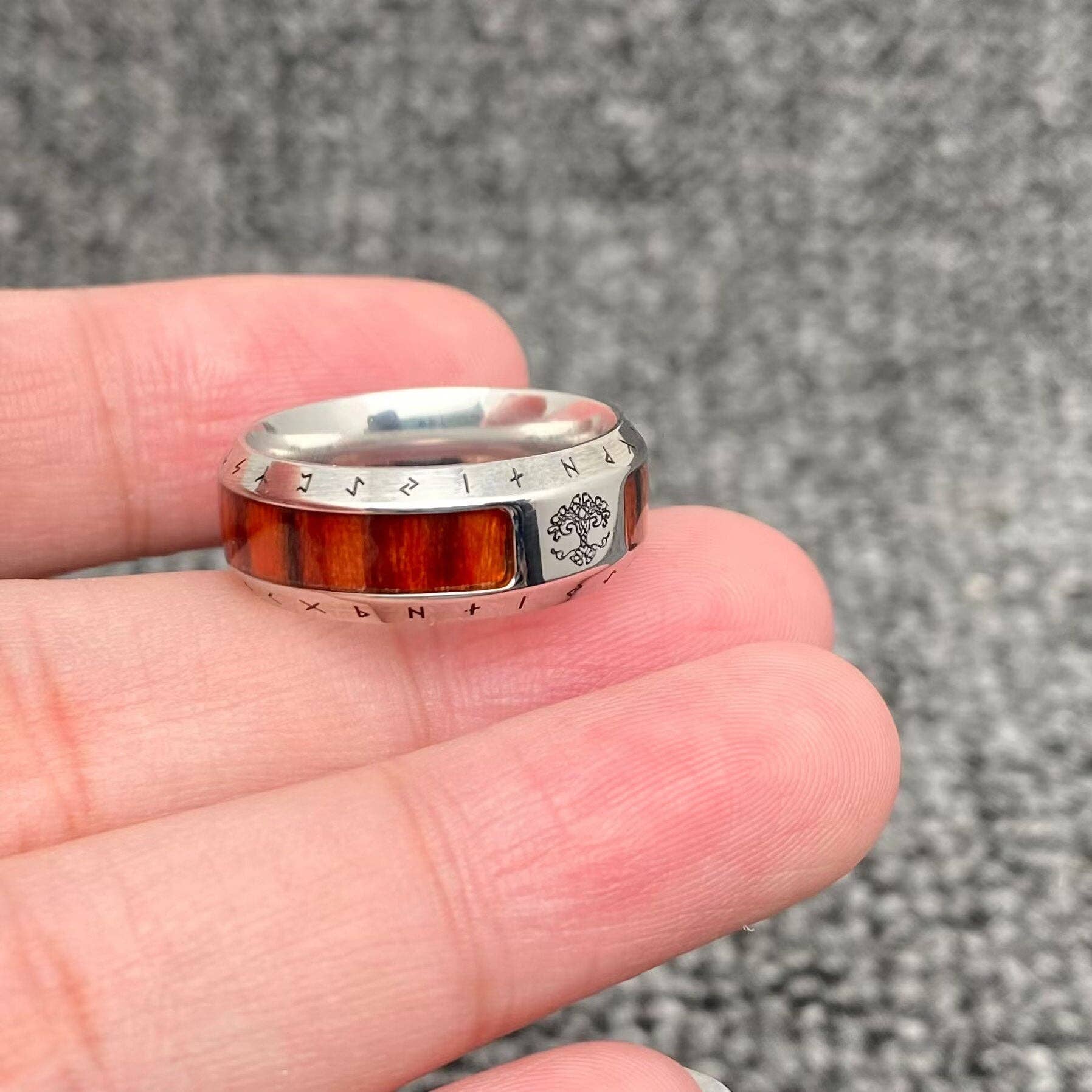 Vintage Viking Rune Tree of Life Stainless Steel Ring