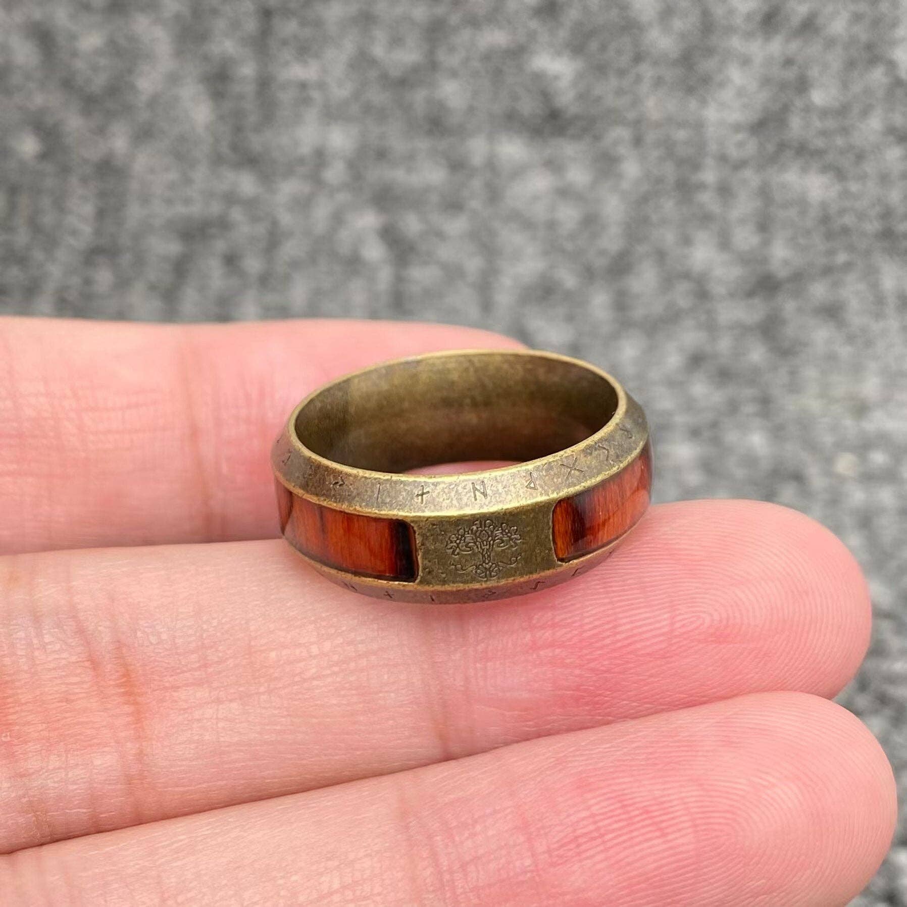 Vintage Viking Rune Tree of Life Stainless Steel Ring