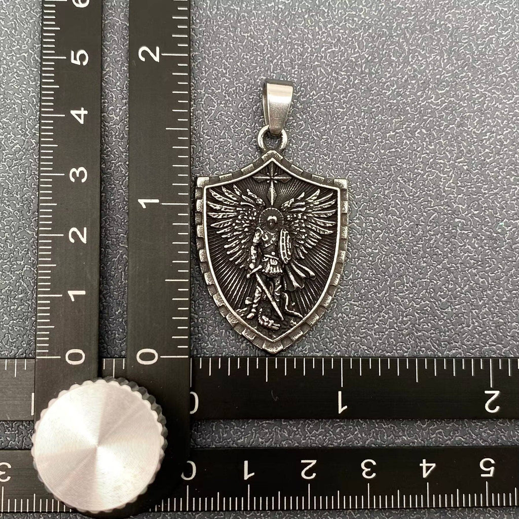 Saint Michael Archangel Shield Stainless Steel Pendant