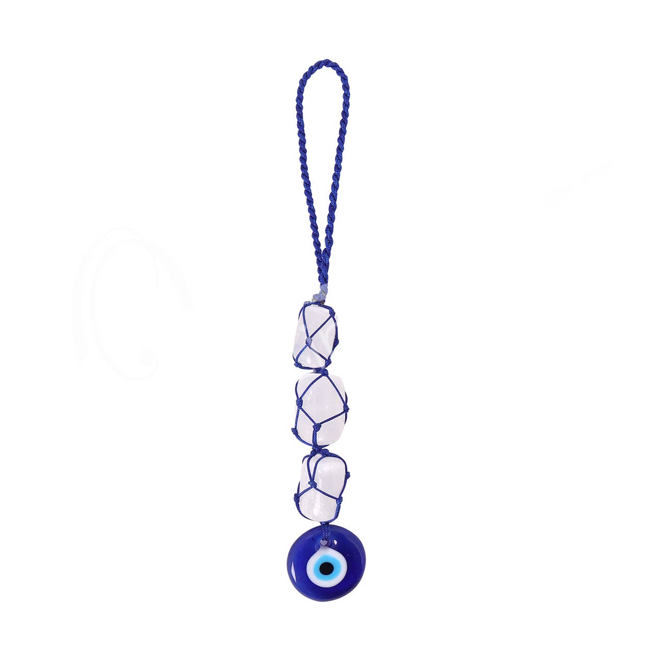 EVIL EYE HANGING - CORD NET SELENITE 8-9"L