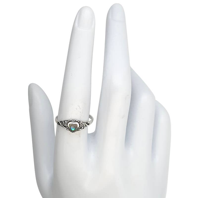 Abalone Sterling Silver Heart Ring