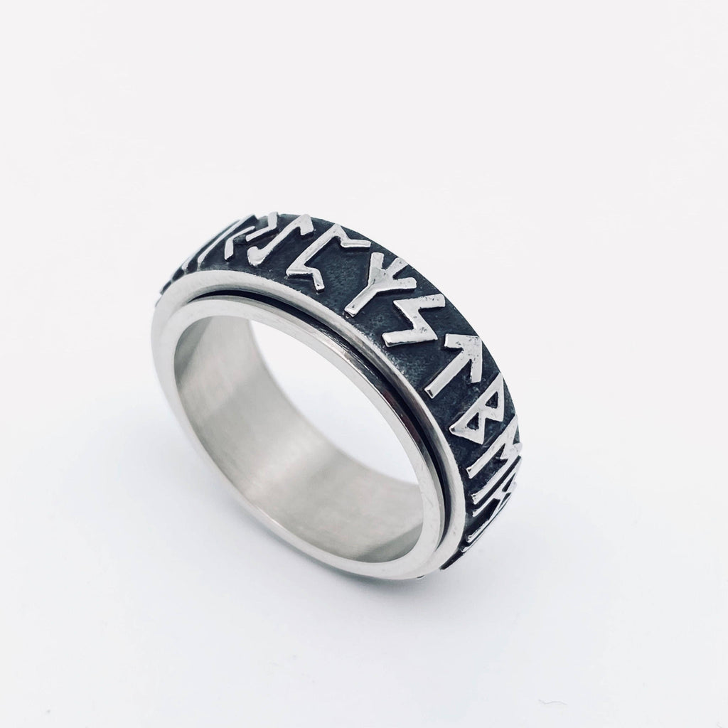 Viking Rune Stainless Steel Rotatable Ring