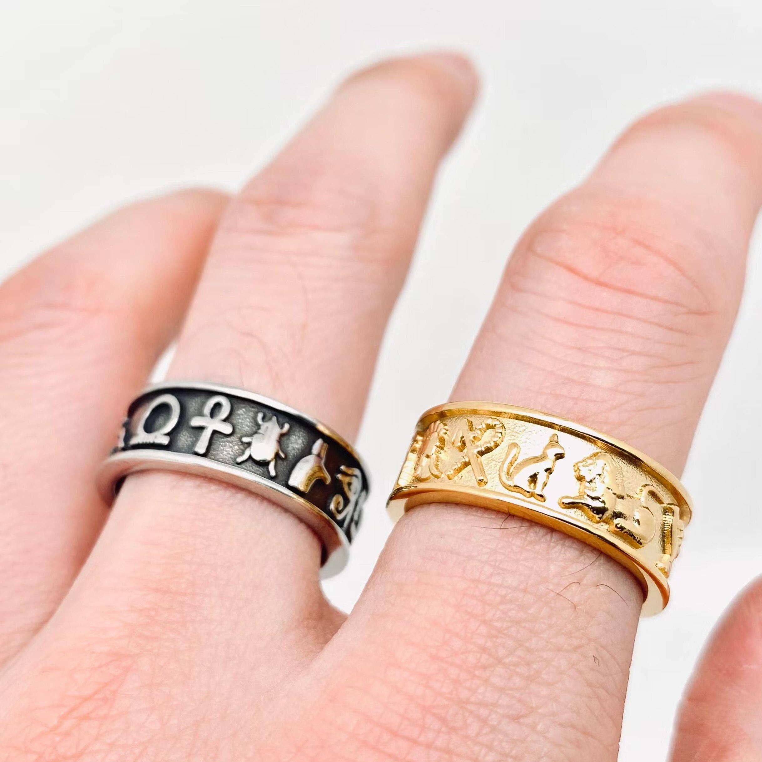 Ancient Egyptian Totem  Symbol Stainless Steel Ring