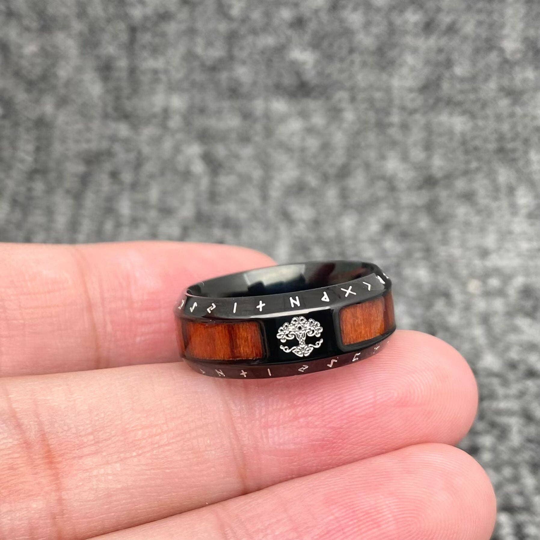 Vintage Viking Rune Tree of Life Stainless Steel Ring