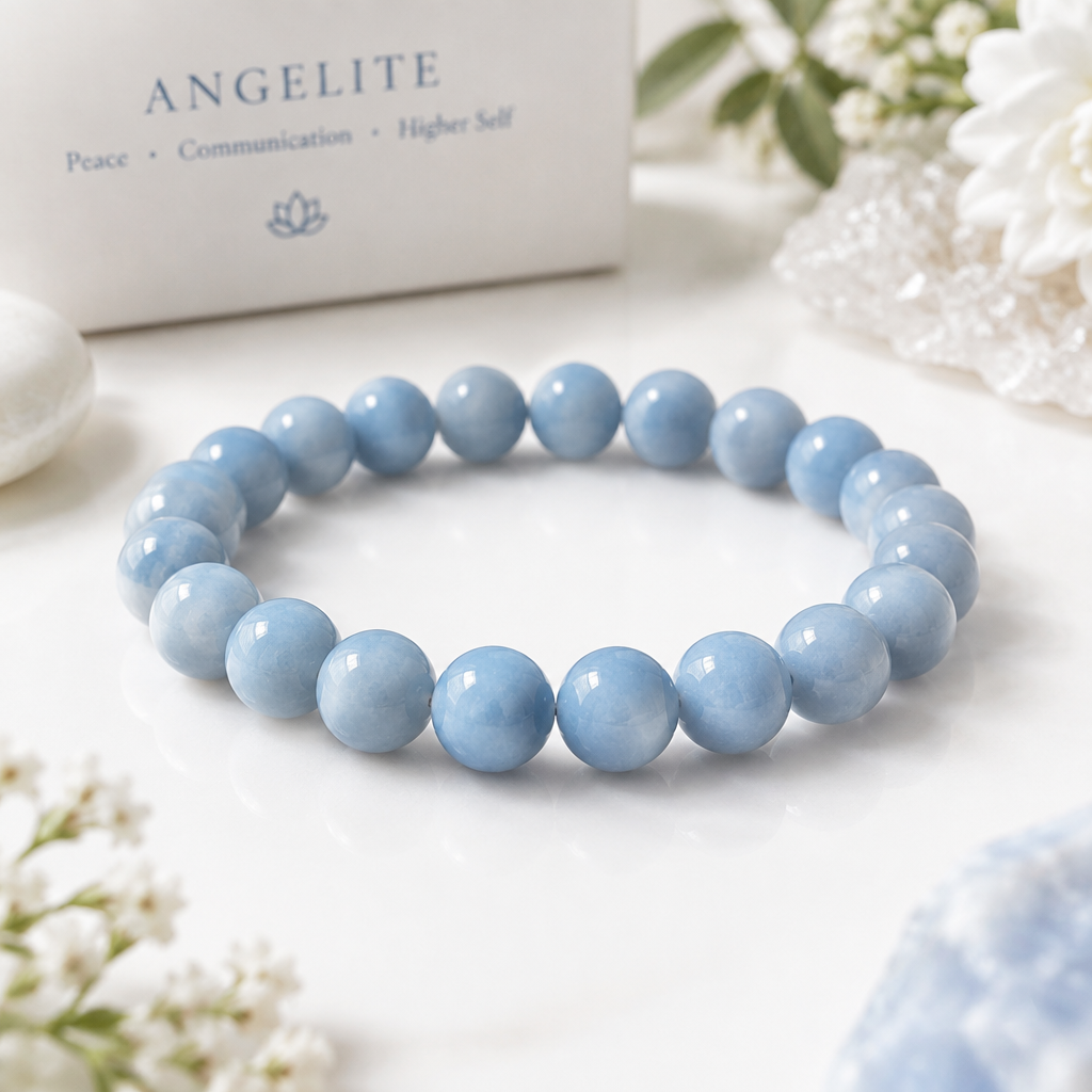 8mm Angelite Bead Bracelet