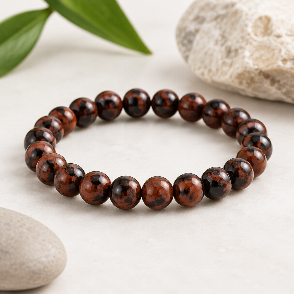 8mm Mahogany Obsidian Bead Bracelet