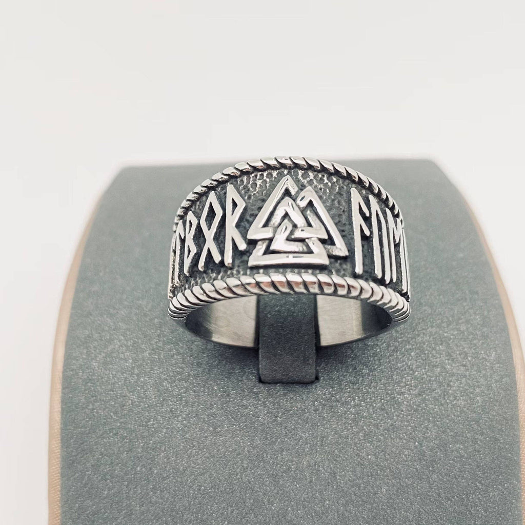 Viking Warrior Valknut Rune Stainless Steel Men's Ring