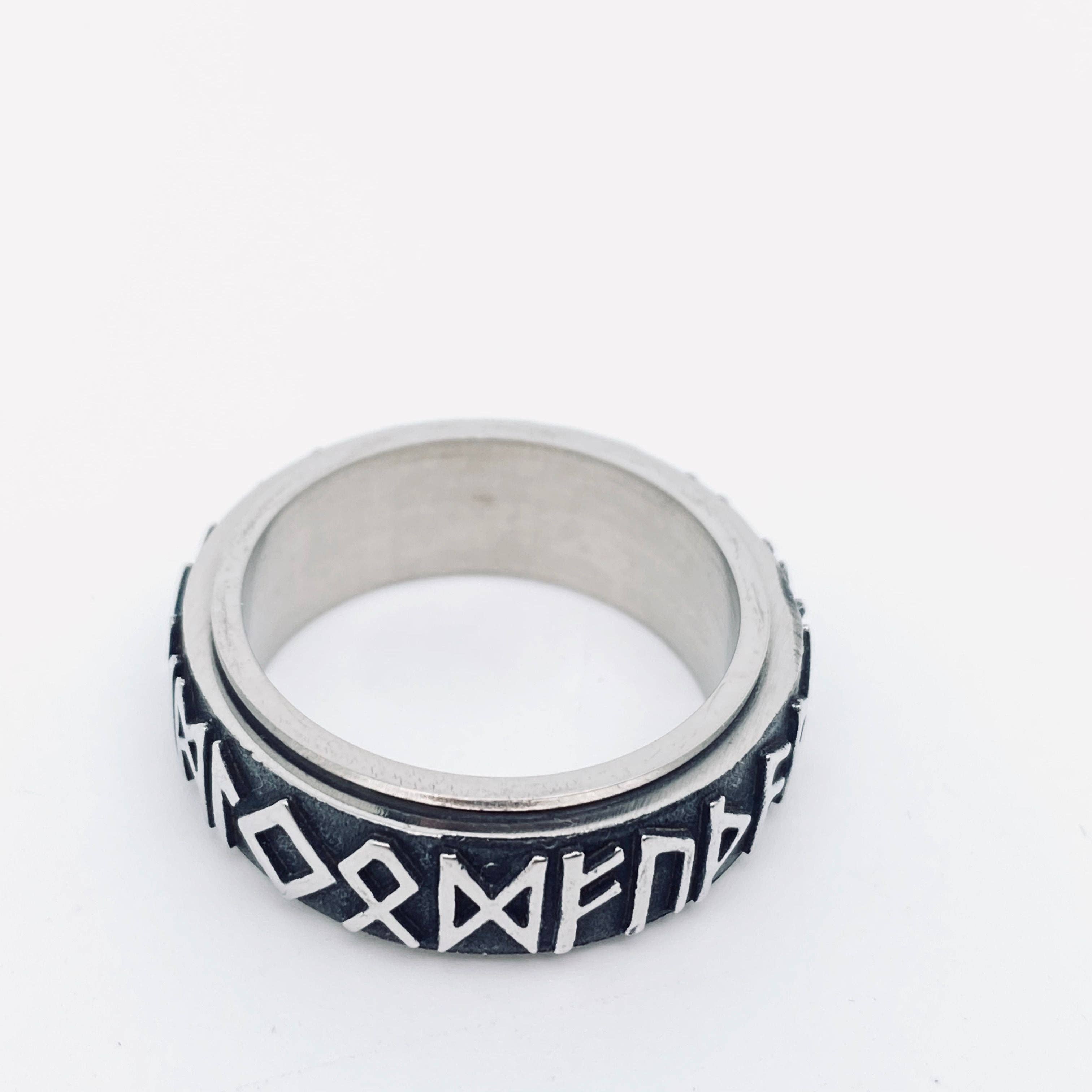 Viking Rune Stainless Steel Rotatable Ring