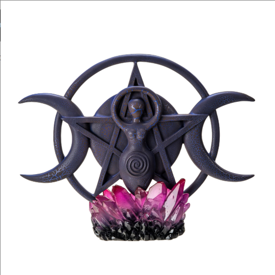 Triple Moon Spiral Goddess Lighted Statue